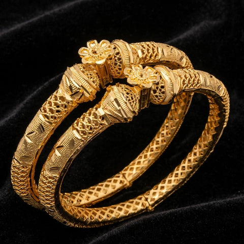 Gold Plated Flower Bangles – Set of 2