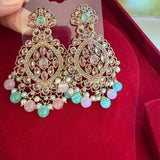 NOOR- Polki Style Earrings with Pearl & Bead Drops