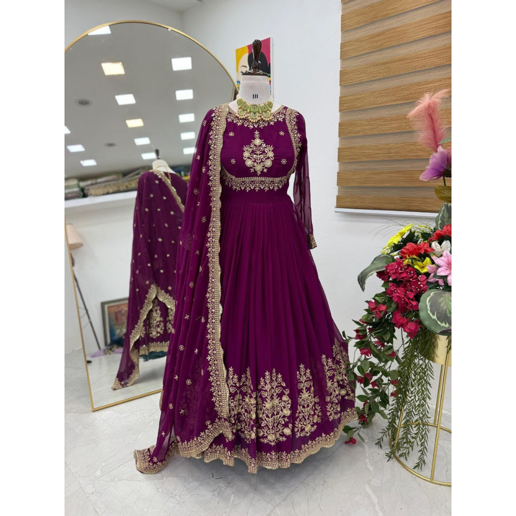 ZB-5051 New Designer Party Gown  & Dupatta Set