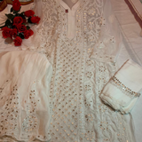 Chikankari Georgette Gotta kurti sharara sets.