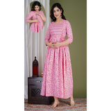 Maternity & Feeding PRINTED COTTON GOWNSTYLE KURTI
