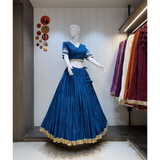 NEW HEAVY LAMPI BORDER ROMAN SILK LEHENGA SET
