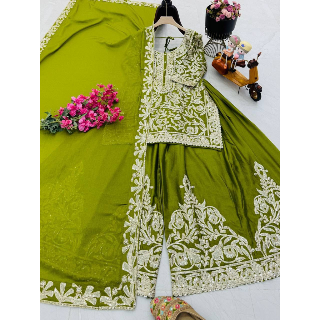 ZD- 10095 New Designer Party Top Sharara & Dupatta Set
