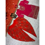 Sequence Party Wear Top Dhoti Salwar and Dupatta