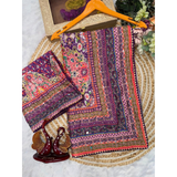 VIRAL MULTICOLOR Mirror Work Sarees- UNSTITCHED BLOUSE