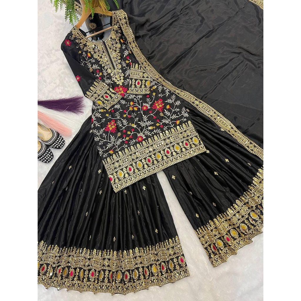 Designer Party Wear Look Sharara Palazzo Sequence Party wear (MF-472)