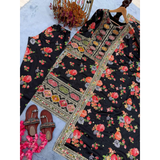 Đěsigner Party Wear Floral Chinon Silk Top Bottom & Dupatta Set