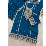 DNO 701 Embroidered Straight Cut Salwar Suit