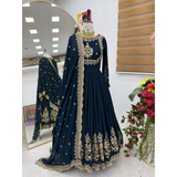 ZB-5051 New Designer Party Gown  & Dupatta Set