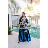 LW-9307 VELVET TOP-PALAZZO CO-OD SET WITH BATWA