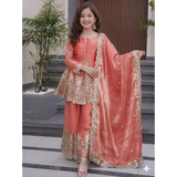 ST-0122 Kids Wear Attractive silk embroidery Kurta Set