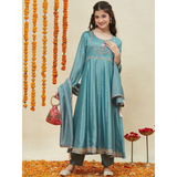 7STAR Girl's Floral Elite Design Thread Work Anarkali Kurta Set