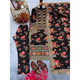 Đěsigner Party Wear Floral Chinon Silk Top Bottom & Dupatta Set