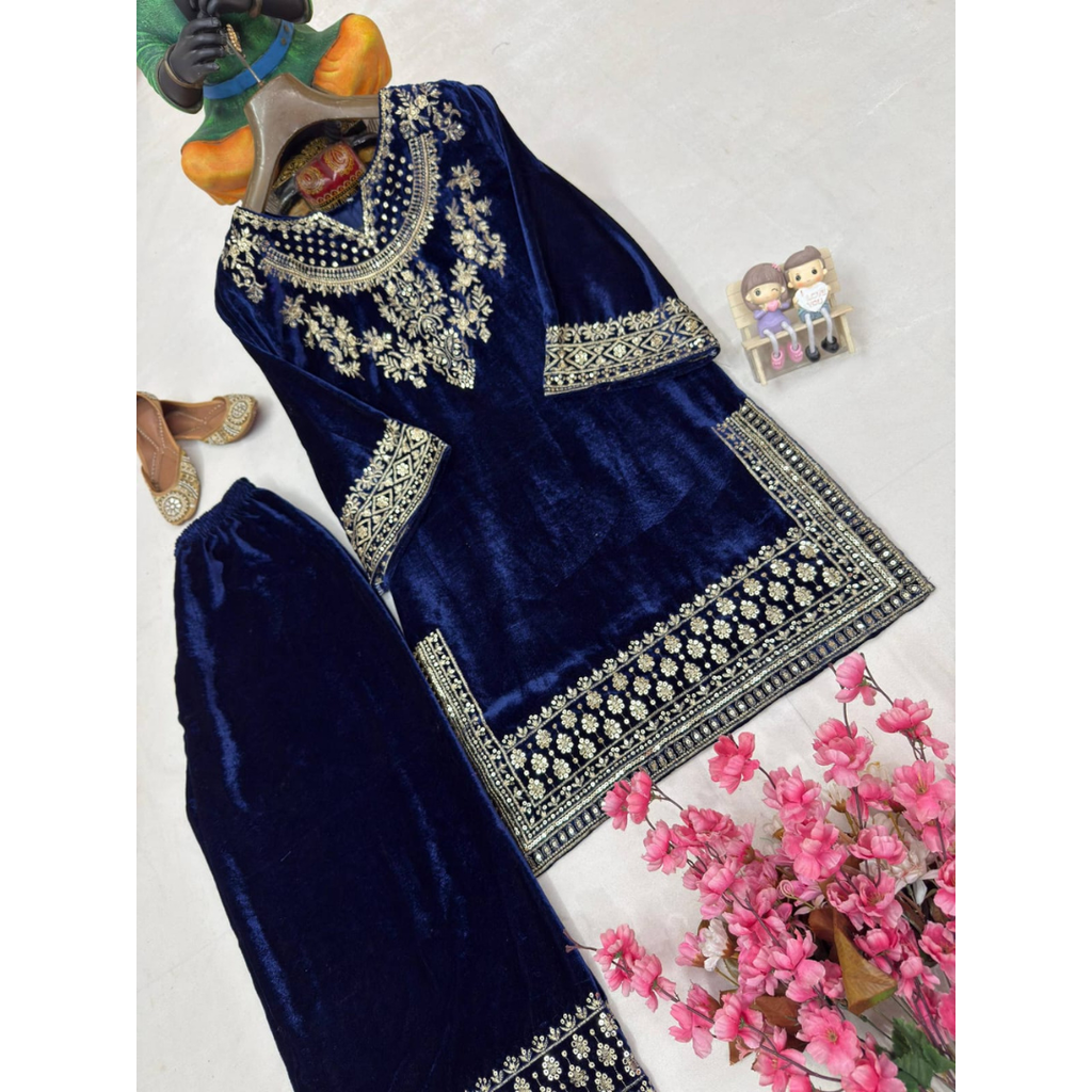 LC-1434 NEW DESIGNER VELVET CORD SET