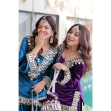 LW-9307 VELVET TOP-PALAZZO CO-OD SET WITH BATWA