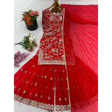 SRK-5302New Designer Party Wear Look Top-Plazzo and Dupatta