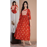 Maternity & Feeding PRINTED COTTON GOWNSTYLE KURTI