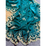 Fendi Satin Silk  Designer Saree Stitched Blouse