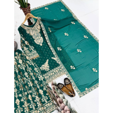 KF-1733 NEW DESIGNER HEAVY EMBROIDERY CHAIN SEQUENCE WORK SHARARA SET