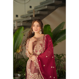 AAYANA-2 Designer Embroidered Top Sharara Palazzo Dupatta Set