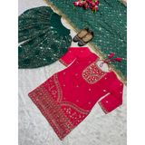 Sequence Party Wear Top Dhoti Salwar and Dupatta