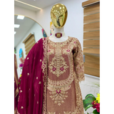 AAYANA-2 Designer Embroidered Top Sharara Palazzo Dupatta Set