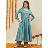 7STAR Girl's Floral Elite Design Thread Work Anarkali Kurta Set