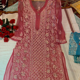 Chikankari Georgette Gotta kurti sharara sets.
