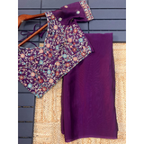 GEORGETTE EMBROIDERED Sarees Ready Blouse