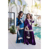 LW-9307 VELVET TOP-PALAZZO CO-OD SET WITH BATWA