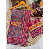 VIRAL MULTICOLOR Mirror Work Sarees- UNSTITCHED BLOUSE