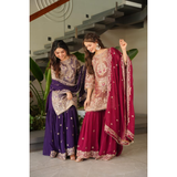 AAYANA-2 Designer Embroidered Top Sharara Palazzo Dupatta Set