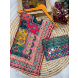VIRAL MULTICOLOR Mirror Work Sarees- UNSTITCHED BLOUSE