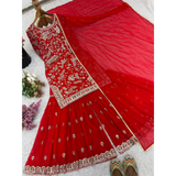 SRK-5302New Designer Party Wear Look Top-Plazzo and Dupatta