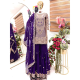 AAYANA-2 Designer Embroidered Top Sharara Palazzo Dupatta Set