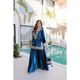 LW-9307 VELVET TOP-PALAZZO CO-OD SET WITH BATWA