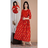 Maternity & Feeding PRINTED COTTON GOWNSTYLE KURTI