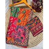 VIRAL MULTICOLOR Mirror Work Sarees- UNSTITCHED BLOUSE