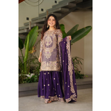 AAYANA-2 Designer Embroidered Top Sharara Palazzo Dupatta Set