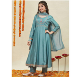 7STAR Girl's Floral Elite Design Thread Work Anarkali Kurta Set