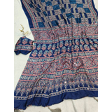 SF- 1117 Semi Gajji Ajrakh Print with Mirror