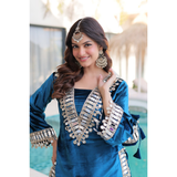 LW-9307 VELVET TOP-PALAZZO CO-OD SET WITH BATWA