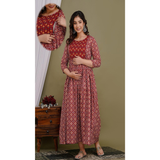Maternity & Feeding PRINTED COTTON GOWNSTYLE KURTI