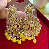 NOOR- Polki Style Earrings with Pearl & Bead Drops