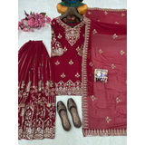 LC- 1458 LAUNCHED KURTI & FLARED SHARARA SET