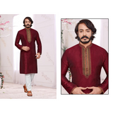 Silk Embroidery Work MEN Kurta With Pajama Set - SIZE 46