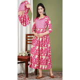 Maternity & Feeding PRINTED COTTON GOWNSTYLE KURTI
