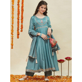 7STAR Girl's Floral Elite Design Thread Work Anarkali Kurta Set