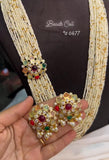S C477 Navratna Pearl Rani Haar Set with Earrings