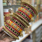 RED MUSTARD CHURA BANGLE SET